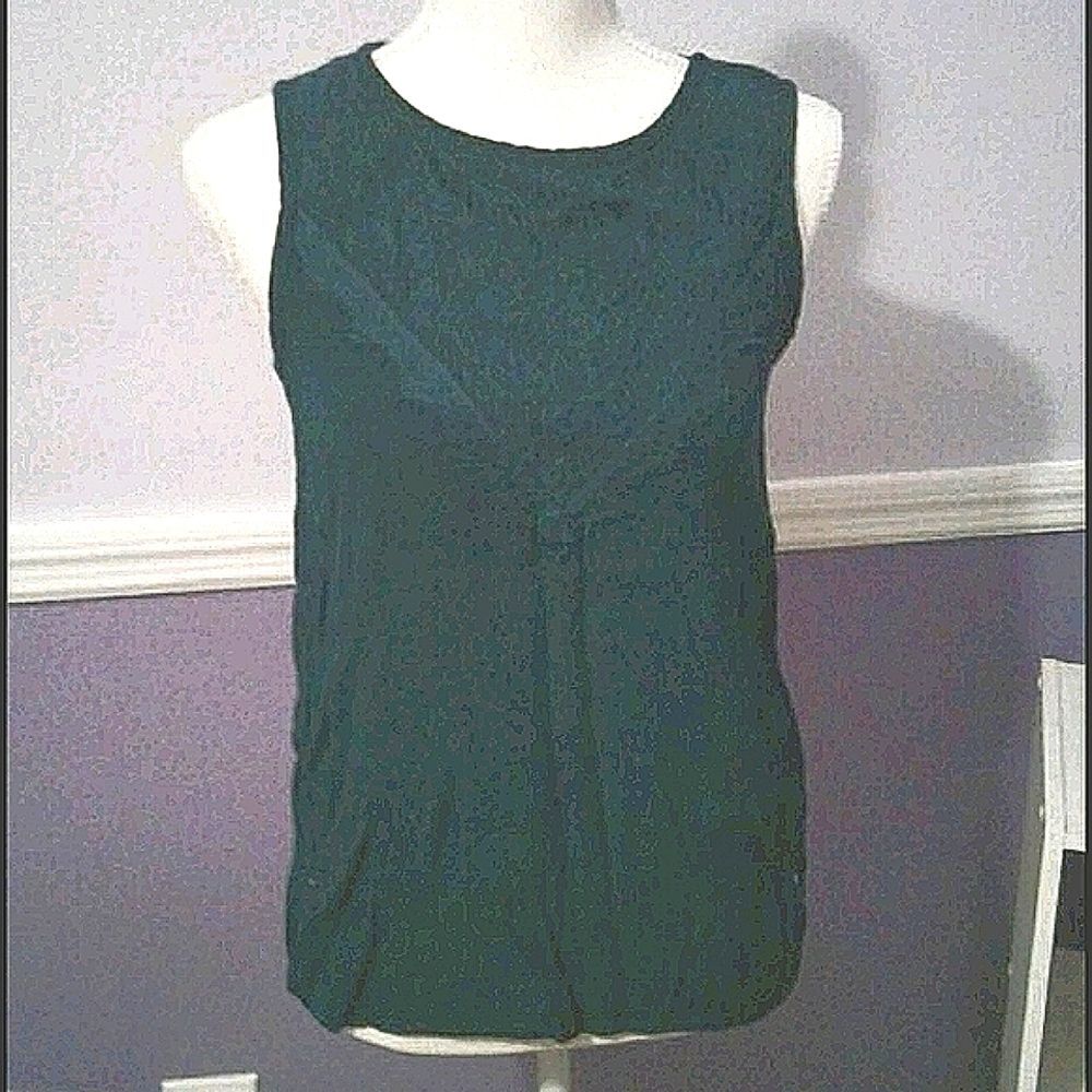 Xhilaration Dark Green Sleeveless Embroidered Modest Chic Top S